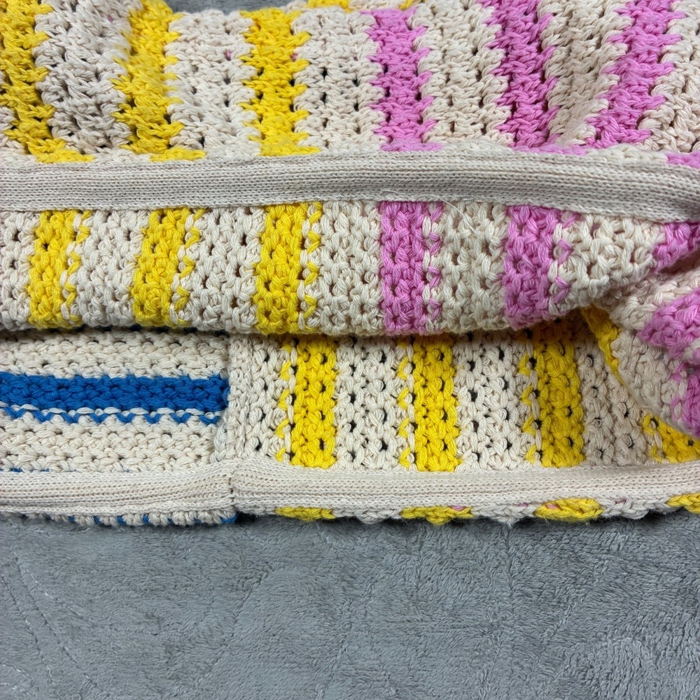 Zara Crochet Patchwork Open Knit Crop Top Size S Pastel Boho Beachy Festival - Picture 5 of 10